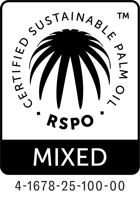 Certified Sustainable Palm Oil (RSPO) logo with palm tree and text on a white background